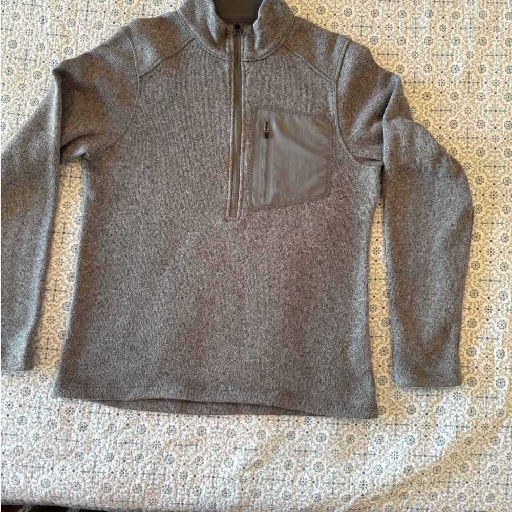 KUII Men's Base Camp High Loft  Sweater Fleece 3/4 Gray Quarter-Zip Sweater